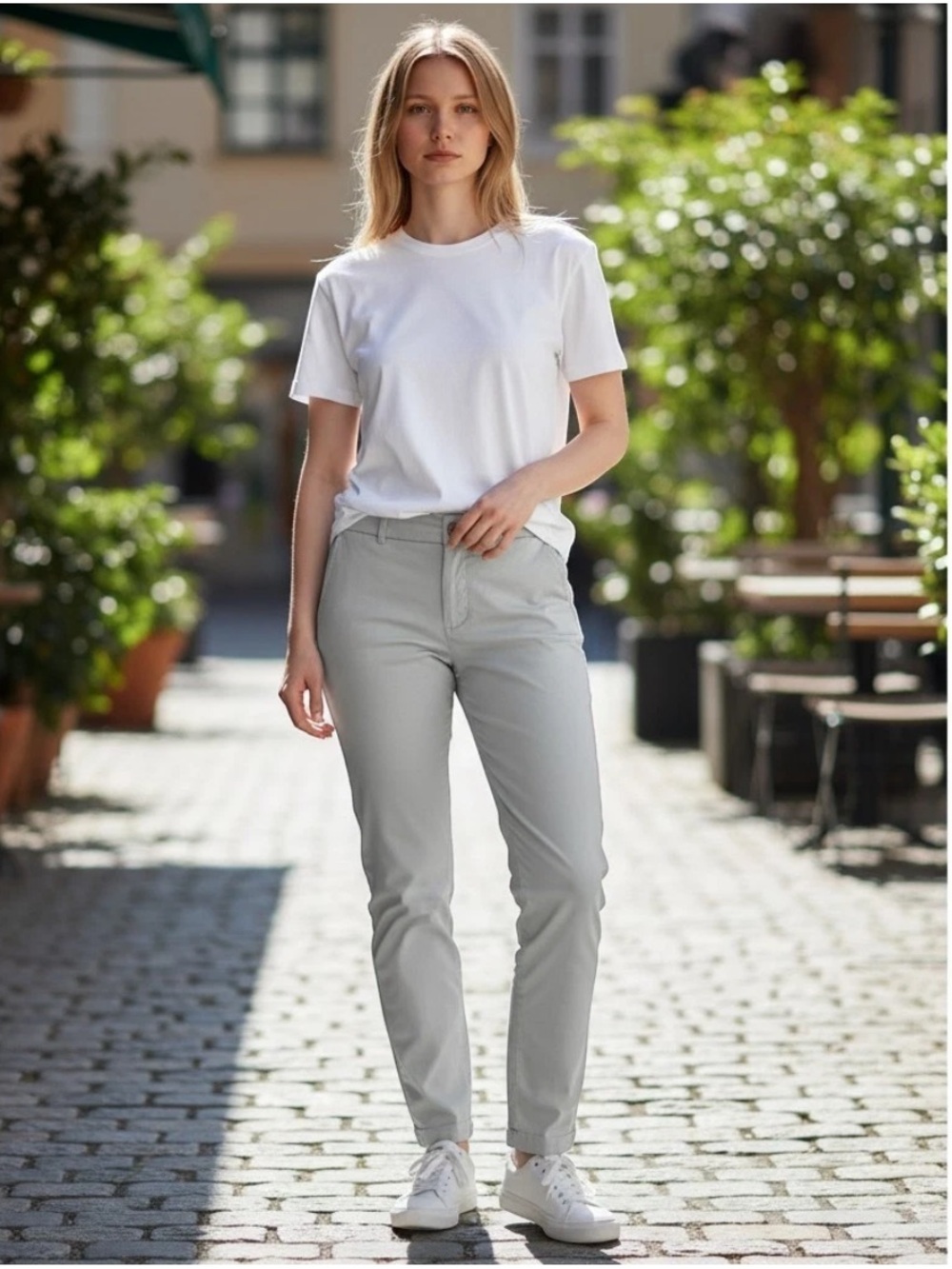 SPANX Supersmooth Chino Pants Womens XL Beige Stretch Twill Flat Front Straight